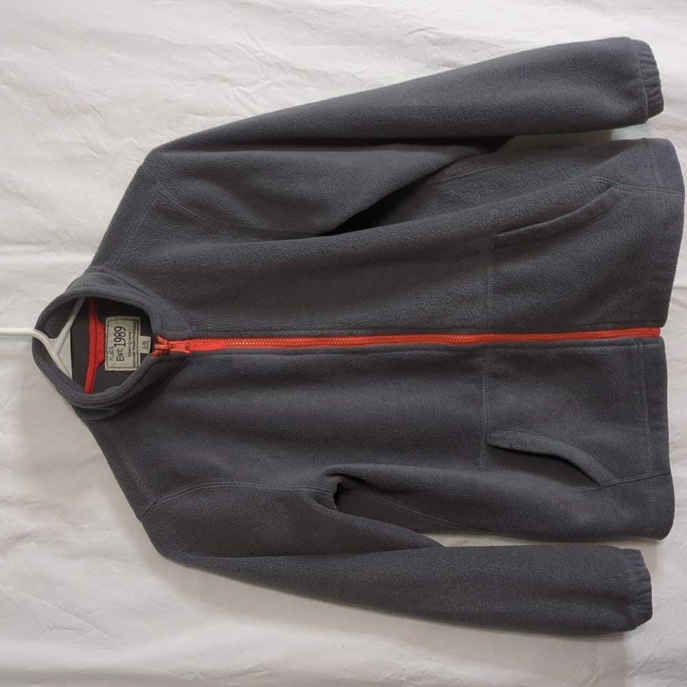 Place | Grey Front Zipper Fleece Jacket | L (10-12)
